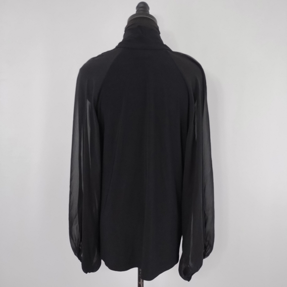Vintage Y2K MSK Women's Plus Size Black Sheer Sleeves Dressy Top sz 1X Elevated - Picture 7 of 9